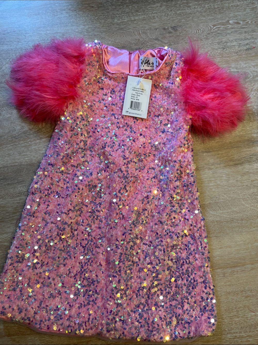Lola and the boys girls 4T rose feather dress NWT
